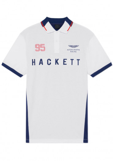 detail T-shirt męski Hackett AMR Multi SS HM562568 White / Blue
