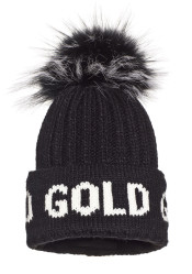 Czapka Damska Goldbergh Hodd Beanie Real Raccoon Fur Czarna