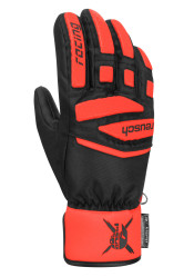 Dětské závodní rukavice Reusch Worldcup Warrior Prime R-TEX® XT Junior - Black/Fluo Red