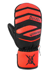 Dětské závodní rukavice Reusch Worldcup Warrior Prime R-TEX® XT Junior Mitten - Black/Fluo Red