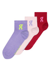On Running Logo Sock Mid 3P, Orchid/Comet