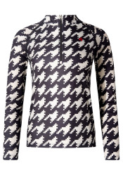 Koszulka damska - Perfect Moment, zamek błyskawiczny 1/4, warstwa bazowa, kolor czarny/śnieżnobiały