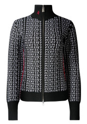 Perfect Moment Repeat Zip Through Knit Black/White