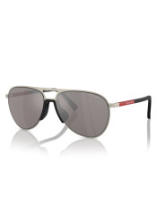 Okulary przeciwsłoneczne Prada PS 53ZS 18X80I59 Matowe szampańskie/fioletowo-brązowe lustrzane srebrne