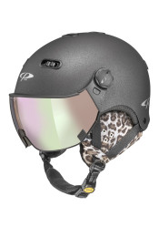 Kask narciarski CP CARACHILLO / Czarny błyszczący ST z uszami Leo