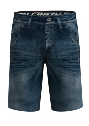 Crazy Short Super Man Print Dark Jeans