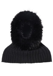 Damski szalik z kapturem Goldbergh Naomi Hooded Scarf Faux Border Black