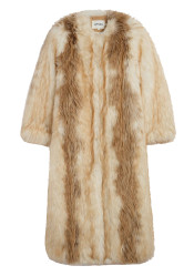 APPARIS Solange Fox Maxi Coat Beige Multi
