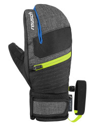 Rękawice narciarskie dziecięce Reusch Leo R-TEX® XT Junior Lobster 7623 Czarny melanż/Żółty ochronny/Brilliant Blue