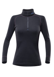Damski t-shirt funkcjonalny DEVOLD DUO ACTIVE ZIP NECK BLK