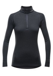 Damski funkcjonalny t-shirt DEVOLD DUO ACTIVE W ZIP NECK Black