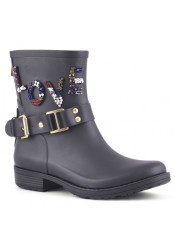Damskie kalosze Colors of California Camperos Rubber Boot LOVE Patc czarne