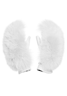 Rękawiczki damskie Goldbergh Hando Mittens Fox Fur White