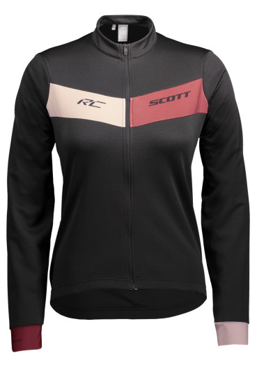 szczegóły Damska koszulka kolarska Scott Shirt W's RC Warm LS – Black / Ochre Red