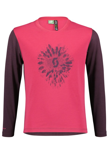 szczegóły Dziecięca koszulka kolarska Scott Shirt Jr Trail 20 DRI LS – Carmine Pink / Dark Purple