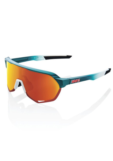 szczegóły Okulary przeciwsłoneczne 100% S2 – Gloss Metallic Bora / Matte White – HiPER Red Multilayer Mirror Lens