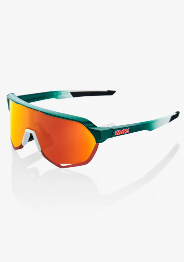 szczegóły Okulary przeciwsłoneczne 100% S2 – Gloss Metallic Bora / Matte White – HiPER Red Multilayer Mirror Lens