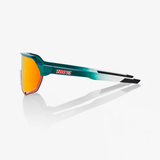 szczegóły Okulary przeciwsłoneczne 100% S2 – Gloss Metallic Bora / Matte White – HiPER Red Multilayer Mirror Lens