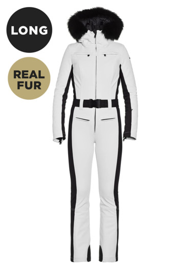 szczegóły Damski kombinezon Goldbergh Parry Real Fur Long White
