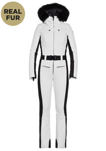 szczegóły Damski kombinezon Goldbergh Parry Real Fur Long White
