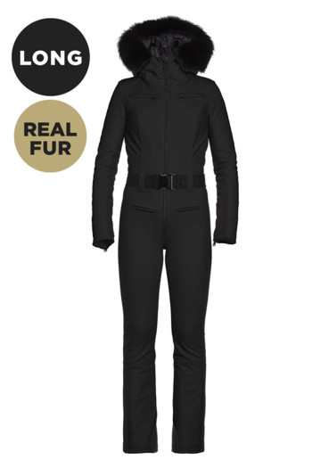 szczegóły Damski kombinezon Goldbergh Parry Real Fur Long Black