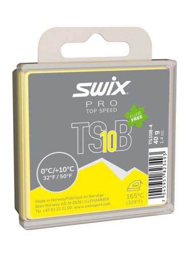 szczegóły Wosk poślizgowy Swix TS10B-4 Top Speed B, żółty, 0°C/+10°C, 40g