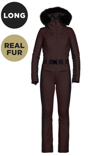 szczegóły Goldbergh Parry LONG Ski Jumpsuit Real Border Dark Brown