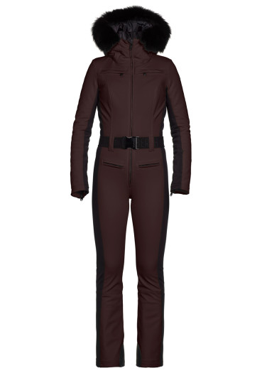 szczegóły Goldbergh Parry LONG Ski Jumpsuit Real Border Dark Brown