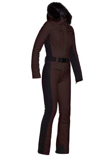 szczegóły Goldbergh Parry LONG Ski Jumpsuit Real Border Dark Brown