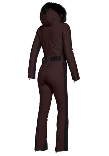 szczegóły Goldbergh Parry LONG Ski Jumpsuit Real Border Dark Brown