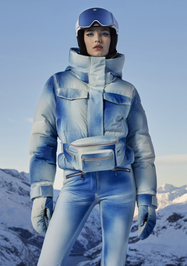 szczegóły Damska kurtka Goldbergh Ciel Bleu Ski Jacket Denim Print