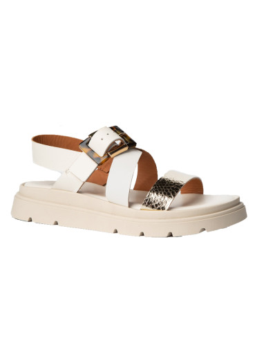 szczegóły Nis MIRANDA/1 Sandalo Pelle/Fibbia Off-White/Oro