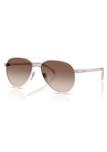 szczegóły Okulary przeciwsłoneczne Prada PR B57S 23E10S – Srebrny / Caff Sfumato Specchio Oro