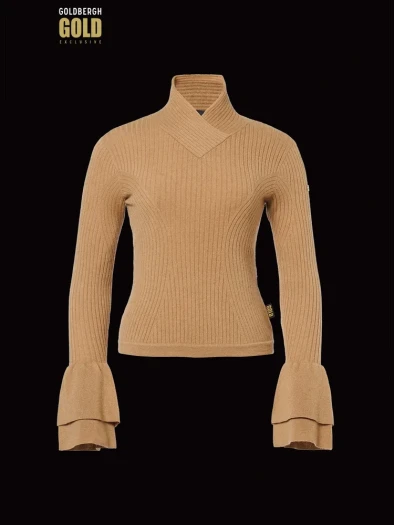 szczegóły Damski sweter Goldbergh Fiori Long Sleeve Knit Sweater Caramello