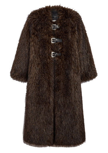 szczegóły APPARIS Nolwen Fox Maxi Coat Dark Brown