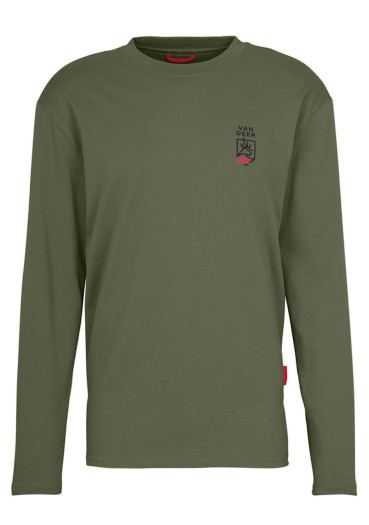 szczegóły Męski T-shirt Van Deer Essential z długim rękawem w kolorze khaki