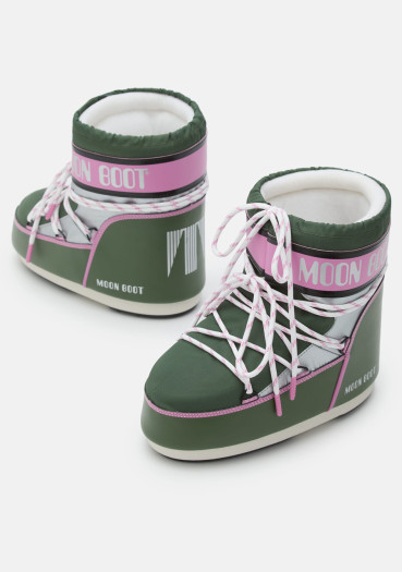 szczegóły Damskie śniegowce Moon Boot Icon Low Space Racing-GH01 Forest Green/Silver/Pink