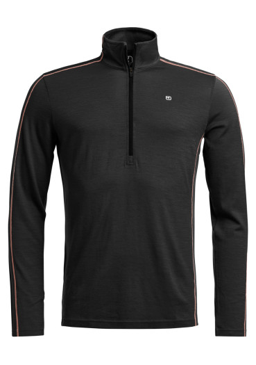 szczegóły Męski funkcjonalny golf Ortovox 185 Rock'N'Wool Zip Neck M Czarny Raven
