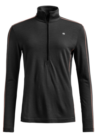 szczegóły Damska koszulka funkcjonalna Ortovox 185 Rock'N'Wool Zip Neck W Black Raven