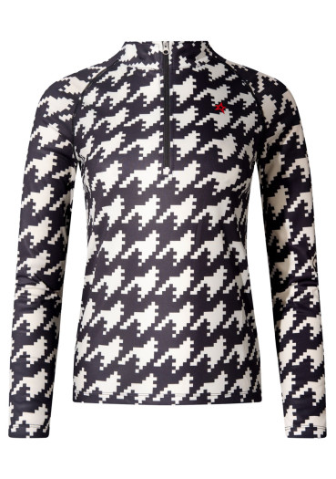 szczegóły Koszulka damska - Perfect Moment, zamek błyskawiczny 1/4, warstwa bazowa, kolor czarny/śnieżnobiały