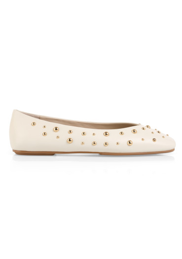 szczegóły Baleriny damskie skórzane Marc Cain AC SF.01 L06 Flats Off-White 110