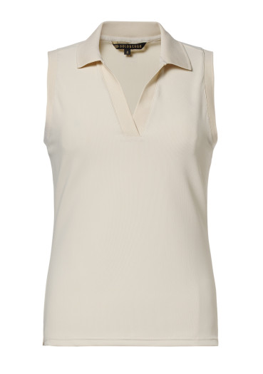 szczegóły Damska koszulka polo bez rękawów Goldbergh Caroline Sleeveless Polo Top Champagne