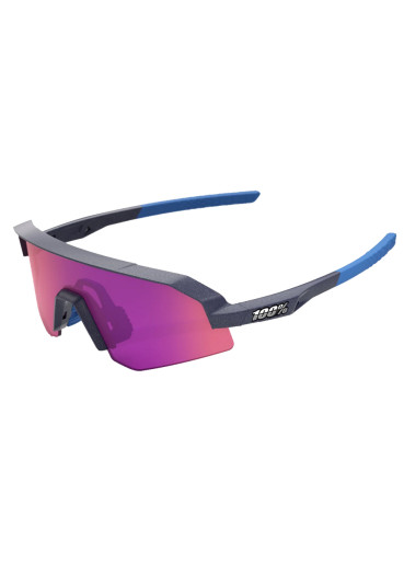 szczegóły Okulary przeciwsłoneczne dziecięce 100% Slendale YOUTH Satin Storm Metallic - fioletowe soczewki lustrzane