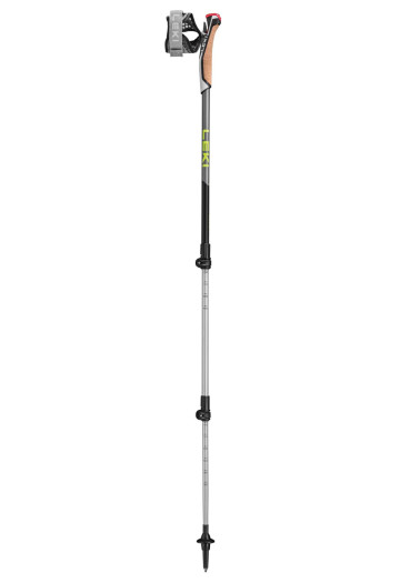 szczegóły Kije trekkingowe Leki Traveler Alu, czarno-srebrno-szaro-neonowożółte, 90 - 130 cm