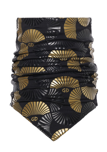 szczegóły Ocieplacz na szyję damski Goldbergh Kaze Neckwarmer Japanese Fan Black/Gold