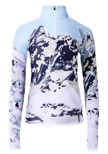 szczegóły Perfect Moment 1/4 Zip Jacquard Baselayer Top 2241 Landscape/Blue