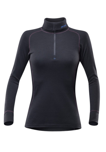 szczegóły Damski t-shirt funkcjonalny DEVOLD DUO ACTIVE ZIP NECK BLK