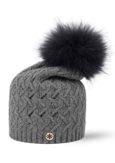 szczegóły Damska czapka GRANADILLA CASHMERE SWAROVSKI MED GREY