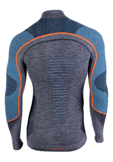 szczegóły UYN Man Ambityon Uw Shirt Lg_Sl. Melange Turtleneck Black Melange/Atlantic/Orange Shiny