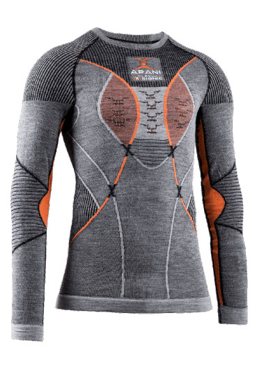 szczegóły X-Bionic APANI 4.0 MERINO SHIRT B080 Black/Grey/Orange